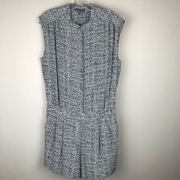 Vince Static Print Shorts Romper Size 8 Gray Black - Picture 2 of 8